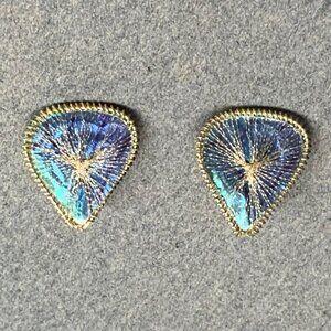 Germany Clip-On Earrings 1 In Teardrop Silver Wire Wrap Blue Stamp Retro Vintage